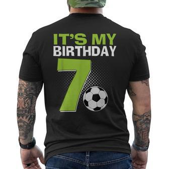 It's My 7Th Birthday Boy Soccer Football 7 Years Old Men's T-shirt Back Print - Seseable