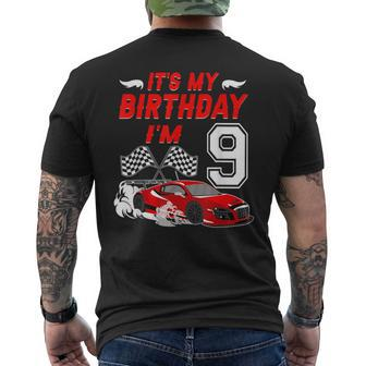 It's My 9Th Birthday Boy Race Car Racing 9 Years Old Men's T-shirt Back Print - Monsterry AU