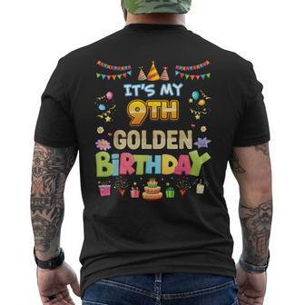 It's My 9Th Golden Birthday 9 Years Old Happy Party Kid Men's T-shirt Back Print - Monsterry AU