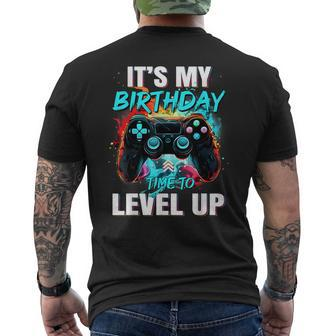 It's My Birthday Boy Time To Level Up Video Game Birthday Men's T-shirt Back Print - Monsterry AU