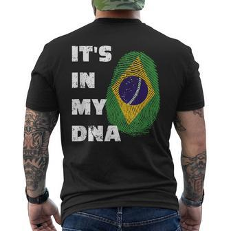 It's In My Dna Brazil Pride Fingerprint Flag Brasil Men's T-shirt Back Print - Monsterry AU