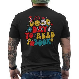 It's A Good Day To Read A Book Reading Day Cat Teachers Men's T-shirt Back Print | Mazezy