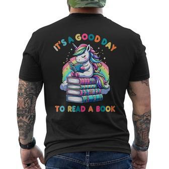 It's A Good Day To Read A Book Unicorn World Book Day 2024 Men's T-shirt Back Print - Thegiftio UK