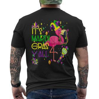 It's Mardi Gras Y'all Flamingo Jester Hat Mardi Beads Mens Back Print T-shirt - Seseable