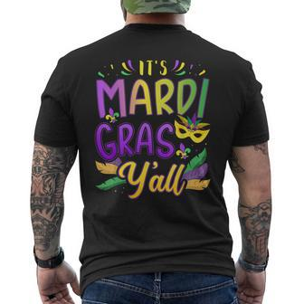 It's Mardi Gras Y'all With Mask And Fleur De Lis Men's T-shirt Back Print - Monsterry UK