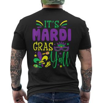 Its Mardi Gras Yall Mardi Gras Party Mask Costume Men's T-shirt Back Print - Monsterry