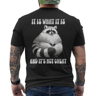 It Is What It Is And Its Not Great Racoon Vintage Meme Men's T-shirt Back Print - Monsterry UK