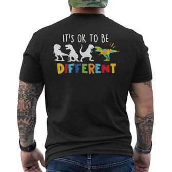 It's Ok To Be Different Autism Awareness Dinosaur Men's T-shirt Back Print - Seseable