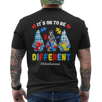 Its Ok To Be Different Gnomes Hold Puzzles Autism Awareness Men's T-shirt Back Print - Monsterry AU