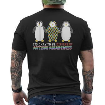 Its Ok To Be Different Penguin Cool Autism Awareness Men's T-shirt Back Print - Monsterry UK