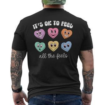 It's Ok To Feel All The Feels Heart Mental Health Awareness Men's T-shirt Back Print - Monsterry UK