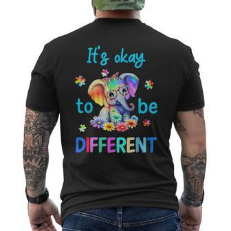 It's Okay To Be Different Autism Awareness Cute Elephant Men's T-shirt Back Print - Monsterry CA