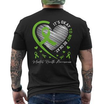 Its Okay To Not Be Okay Mental Health Awareness Ribbon Heart Men's T-shirt Back Print - Monsterry
