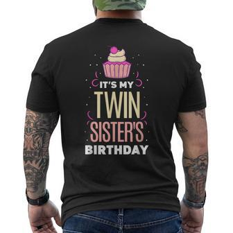It's My Twin Sister's Birthday Twins Celebrate Cute Men's T-shirt Back Print - Monsterry UK