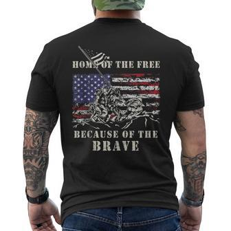 Iwo Jima Wwii Veteran Memorial Day Usa Flag Army Patriotic Men's T-shirt Back Print - Monsterry