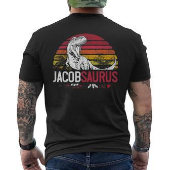 Jacob Saurus Personalized Dinosaur T Rex Name Boy Mens Back Print T-shirt - Thegiftio UK
