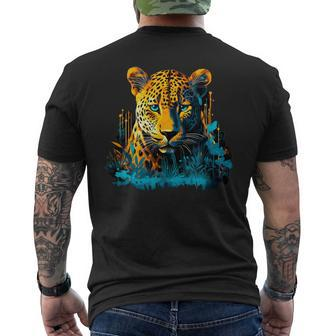 Jaguar Head Wildlife Men's T-shirt Back Print - Monsterry DE