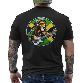 Jamaica Rastafarian Lion Playing Guitar Reggae Jamaican 2024 Men's T-shirt Back Print | Mazezy AU