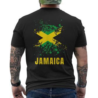 Jamaica Retro Vintage Watercolors Sport Jamaican Flag Men's T-shirt Back Print - Monsterry