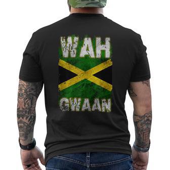 Jamaica Wah Gwaan Rasta Cool Distressed Jamaican Flag Men's T-shirt Back Print - Monsterry DE