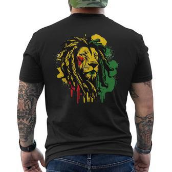Jamaican Lion Jamaican Rasta Flag Lion Of Judah Reggae Music Men's T-shirt Back Print - Thegiftio UK