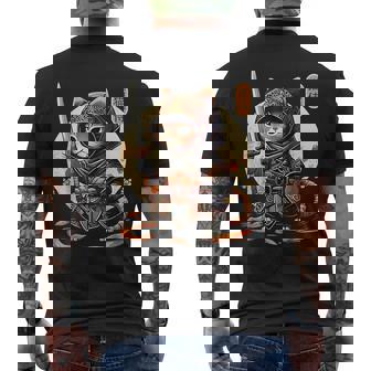 Japanese Anime Style Ninja Cat Guru Men's T-shirt Back Print | Mazezy