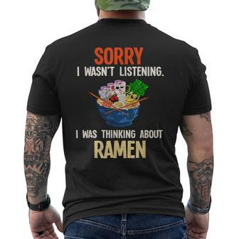Japanese Noodle Soup Anime Food Ramen Men's T-shirt Back Print - Monsterry