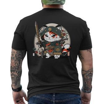 Japanese Samurai Ninja Cat Katana Japanese Style Men's T-shirt Back Print - Thegiftio UK