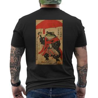 Japanese Woodblock Art Samurai Frog Japanese Kanji Men's T-shirt Back Print - Thegiftio UK