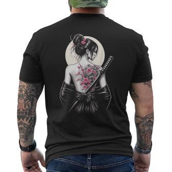 Japanische Samurai-Kriegerin Geisha T-Shirt mit Rückendruck - Geschenkecke