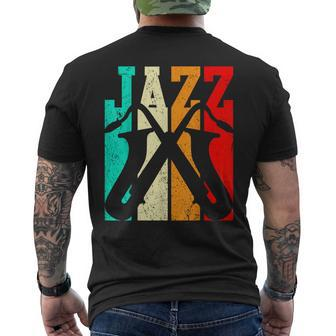 Jazz Illustration Of Saxophone Jazz Music Marching Band Men's T-shirt Back Print - Thegiftio UK