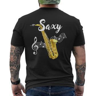 Jazz Music Lover Gold Sax Saxy Saxophone Player Men's T-shirt Back Print - Monsterry