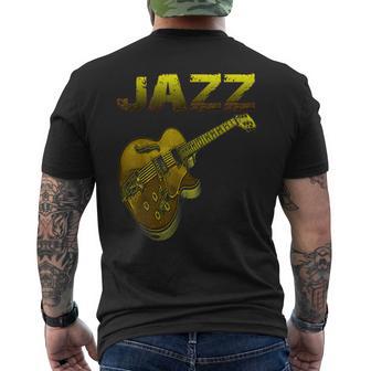 Jazz Vintage Guitar Musician Men's T-shirt Back Print - Monsterry AU