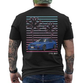 Jdm Import Tuner Drift Car Street Racing 80S Synthwave Men's T-shirt Back Print - Monsterry UK