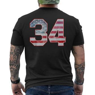 Jersey Player Number 34 Personalized Sports American Flag Men's T-shirt Back Print - Monsterry UK