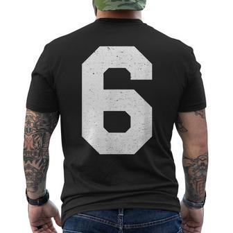 Jersey Uniform Number 6 Block Number Six Men's T-shirt Back Print - Thegiftio UK