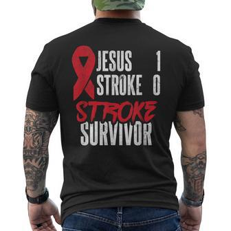 Jesus 1 Stroke 0 Stoke Awareness Stroke Survivor Men's T-shirt Back Print - Monsterry