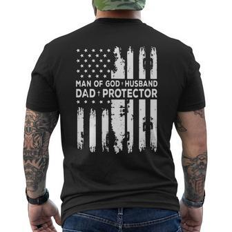 Jesus God Religious Man Of God Husband Dad Protector Men's T-shirt Back Print - Monsterry CA
