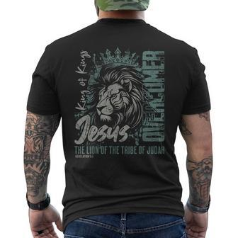 Jesus Is King Lion Of Judah Bible Faith Graphic Christian Men's T-shirt Back Print | Mazezy