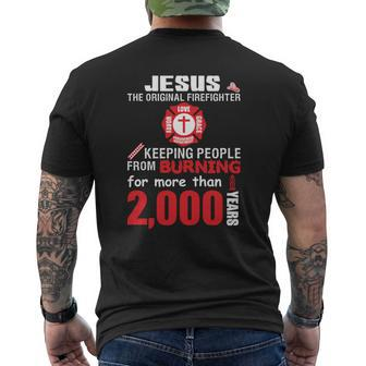 Jesus The Original Firefighter Mens Back Print T-shirt - Thegiftio UK