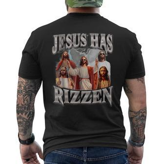Jesus Has Rizzen Bootleg Men's T-shirt Back Print | Mazezy