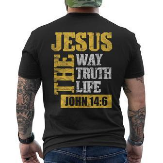Jesus The Way Truth Life John 14 Men's T-shirt Back Print - Thegiftio UK