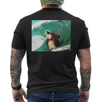 Jesus Walking Water Evangelical Christian Men's T-shirt Back Print | Mazezy