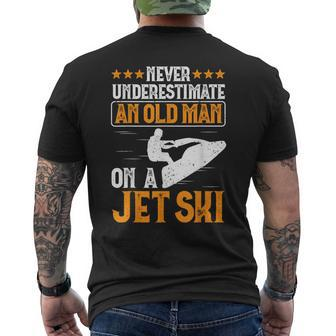 Jet Skiing Never Underestimate An Old Man On A Jet Ski Men's T-shirt Back Print | Mazezy UK