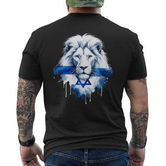 Jewish Israel Flag Lion David Star Yisrael Proud Israelites Men's T-shirt Back Print - Monsterry UK