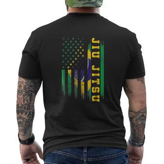 Jiu Jitsu Brazilian Bjj Brazil United States Flag Mens Back Print T-shirt - Thegiftio UK