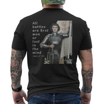 Joan Of Arc All Battles Are Won Or Lost In The Mind Men's T-shirt Back Print - Monsterry AU