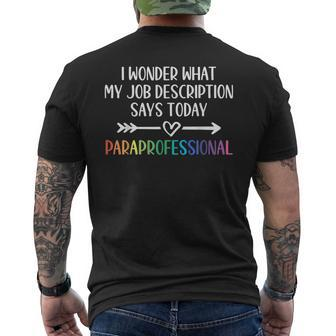 Job Description Paraprofessional Men's T-shirt Back Print - Thegiftio UK