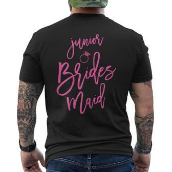 Jr Bridesmaid Handwritten Pink Men's T-shirt Back Print - Monsterry