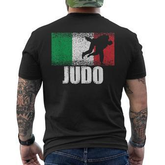 Judo Sport Italy Flag Italian Martial Artist Men's T-shirt Back Print - Monsterry AU